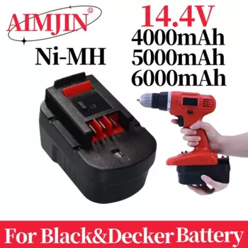 14,4 V 4000mAh/5000mAh/6000mAh Ni-MH перезаряжаемая батарея, замена для Black Decker HPB14 FSB14 BD1444L