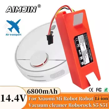 14,4 В, 6800 мАч, 18650 Ач для робота-пылесоса Xiaomi, сменная батарея для Xiaomi Roborock S55, S60, S65, S50, S51, S5 MAX, S6