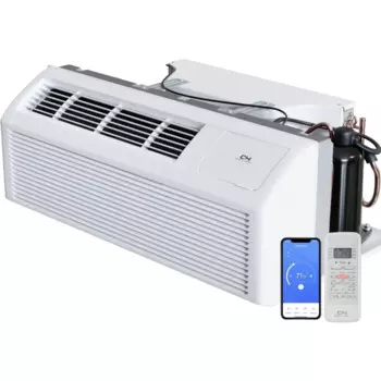 15000 BTU PTAC упакованный терминал A/C с тепловым насосом (R32 хладагент) и 3.5 кВт электрический нагреватель