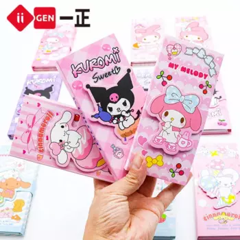 16 шт. Sanrio блокнот мультфильм Cinnamoroll Kuromi Мелодия тройного сложения Магнитная ручная книга сообщения Запись оптовая продажа