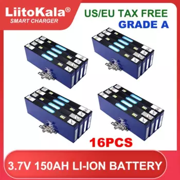 16x LiitoKala 3,7 В, 150 Ач, литиевая батарея, 4,2 В, элемент питания для 3s, 12 В, 24 В, тележки для гольфа, солнечный ветер, большой, один класс, без налога
