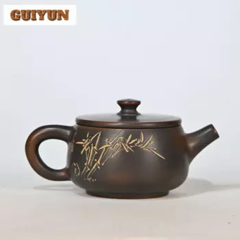 180 мл древний керамический чайник Qinzhou Nixing Master Handamde, большое ведро Calibe, золотой горшок с резьбой, бамбуковый чайник, набор для чая, подарок