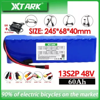 18650 комплект литий-ионный батарей батарея для электровелосипеда 48V 60Ah 13S2P комплект для переоборудования велосипеда bafang 1000w и 54.6V 2A зарядное устройство + XT60/DC разъем