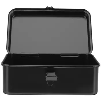 190 Single Layer Mini Iron Tool Box Black Portable Storage Container for Home Garage Workshop Screwdriver Screws Parts for Home