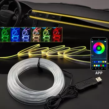 1/2/3/4/5 м интерьер автомобиля RGB светодиодная лента окружающий неоновый невидимый свет USB оптоволоконная атмосферная лампа поддержка управления через приложение