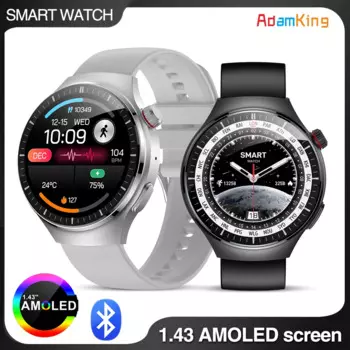 1,43-дюймовый AMOLED-экран для мужчин и женщин, умные часы с синим зубом, спортивные часы с пульсометром, здоровый браслет, водонепроницаемые умные часы для воспроизведения музыки