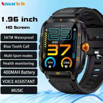 1,96 "HD-экран на открытом воздухе Смарт-часы Мужчины BT Call Smartwatch Женщины Монитор сердечного ритма здоровья Водонепроницаемый 430 мАч Фитнес-трекер