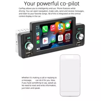 1 Din 5-дюймовый автомобильный радиоприемник стерео Bluetooth MP5-плеер с сенсорным экраном CarPlay Android Auto TF USB FM