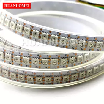 1 м 144 светодиодный s/M APA107 RGB Светодиодная лента, 144 пикс./м с APA107 IC встроенный 5050 SMD RGB светодиод; DC5V, белая печатная плата, водонепроницаемость IP67
