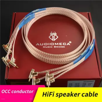 1 пара, Audiomeca hifi кабель для динамиков, кабель для динамиков pocc, посеребренный медный провод, позолоченный штекер типа банан