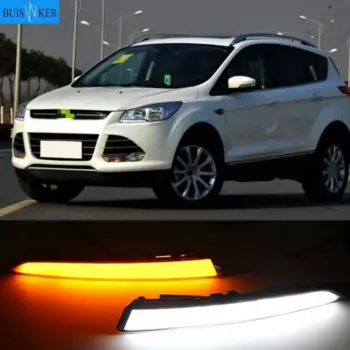 1 пара для Ford Kuga Escape 2013 2014 2015 2016 дневные ходовые огни светильник DRL светодиодный Противотуманные фары крышка с желтым указатели поворота функции