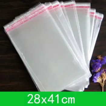 200 шт., прозрачные пластиковые пакеты для футболок и одежды, 28x41 см