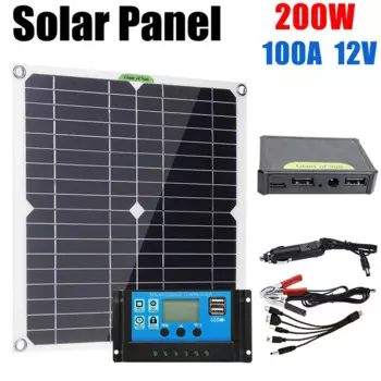 200W Солнечные энергетические установки комплект Dual USB розетка коробка 12V 100A контроллер Солнечные энергетические установки для дома, набор для самостоятельной сборки Открытый Кемпинг