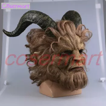 2017 Hot Movie Beauty and the Beast Adam Prince Mask Cosplay Horror Mask Latex Lion Helmet Halloween Party