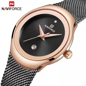 2019 топовый бренд NAVIFORCE элегантные женские кварцевые часы платье из нержавеющей стали сетчатый ремешок водонепроницаемые наручные часы женские повседневные часы