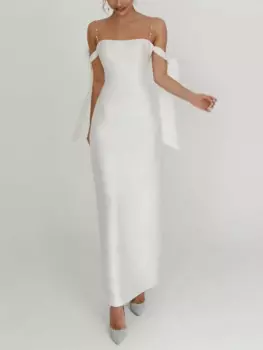 2022 white dress casual summer sun dress women's sexy tight high waist falling shoulder pearl temperament small dress Vestidos