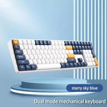 2023 A108 игровая механическая клавиатура 2,4G Беспроводная USB Type-c Проводная желтая клавиатура с 110 кнопками перезаряжаемая игровая клавиатура с горячей заменой