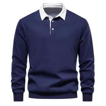 2023 New Autumn Fashion Design Polo Neck Sweatshirts for Men Casual Social Wear Quality Long Sleeves Cotton Mens Sweatshirts