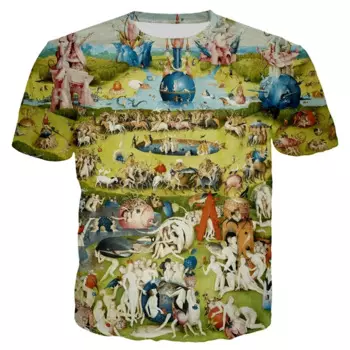 2023 New World Happy Garden T-shirt Allover Print Street Fashion Elements Round Neck Fashion Short Sleeve Pullover Plus Size Top