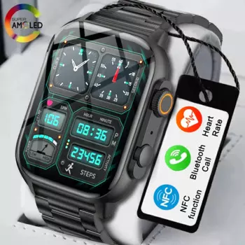 2023 NFC умные часы с Bluetooth для звонков для женщин, экран AMOLED HD, всегда отображают время, пользовательский циферблат, умные часы для мужчин Huawei Xiaomi