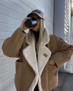 2024 Autumn Winter Women Fashion Loose Lamb Wool Coat Vintage Long Sleeve Plush Warm Jacket New Lady Winter Wear