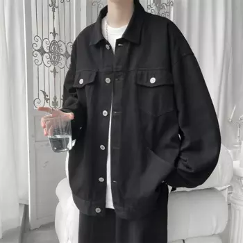 2024 Black Jeans Jacket Men Slim Streetwear Ripped Denim Jacket Hoodie Men Hip Hop Bomber Jacket Homme Autumn