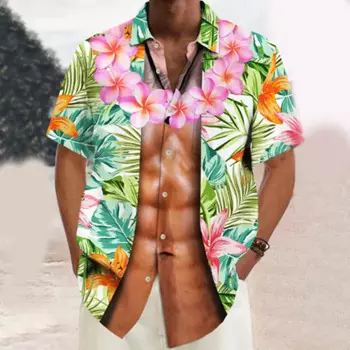 2024 High Quality Fashion Mens Shirts Hawaiian Abs Button Shirts Casual Designer Printed Short Sleeve Shirts Mens Lapel Mens Whi
