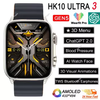 2024 HK10 Ultra 3 Смарт-часы Gen5 обновляемые общение обманка AMOLED 2 Гб ранний компас 3D Меню сердце Смарт-часы для мужчин женщин HK9 обновленные часы