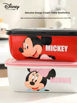 2024 милый Портативный Ланч-бокс Disney с Микки и Минни Маусом, симпатичные керамические Ланч-боксы с подогревом для микроволновой печи и бенто, подарок для детей и студентов