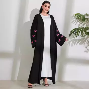 2024 Muslim Abayas for Women Fashion Elegant Cardigan Embroidered Butterfly Ladies Dress for Europe and America