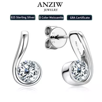2024 New 925 Silver Comma Teardrop Stud Earrings for Women 5mm 0.5ct D Color Moissanite Piercing Earrings GRA Certified Jewelry