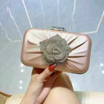 2024 New Fashion Rosegold Silver Small Clutch Chain Shoulder Bags Wedding Party Dinner Evening Bag For Women Charm Handbag Purse