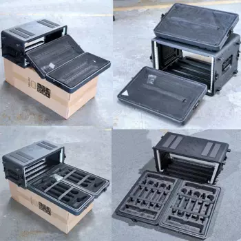 2024 New PE Plastic Flight Case With 260mm Deep Power Amplifier Wireless Microphone Case Shock-proof Double Door Cabinet Audio