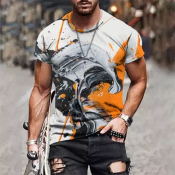 2024 New Sea Wave Digital Pattern3d Printed Men's T-Shirt Causal Comfy Tees Short Sleeve Pullover Tops Men's Summer Clothing