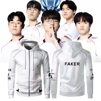 2024 New T1 E-Sports Club Zip Up Hoodie Global Finals Limited Jersey League Of Legends Hoody Faker Team Support Uniform Clothes