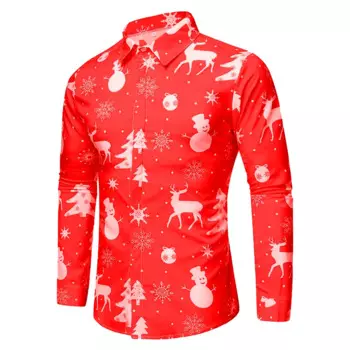 2024 New Year Party Shirt Christmas Snowman Men's Shirt 3D Printed Long Sleeve Casual Christmas Shirt Men's Extra Large XS-6XL