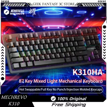 2024 Новая проводная механическая клавиатура Mechrevo K310, киберспортивная игровая офисная клавиатура с возможностью горячей замены, 87 клавиш, холодный черный цвет, красный голубой переключатель