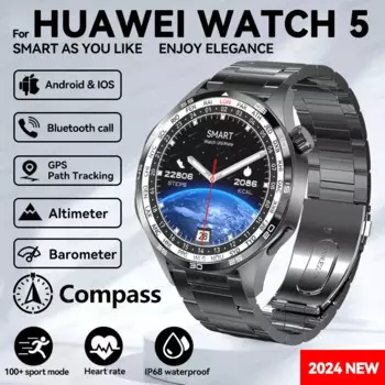 2024 Новинка для HUAWEI Watch 5 Pro Смарт-часы 1,53 дюйма HD AMOLED Экран NFC GPS трекер IP68 BT Часы Мужчины Женщины Мониторинг здоровья