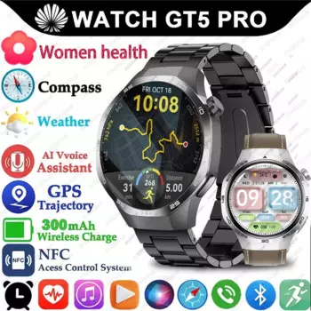 2024 Новые GPS Смарт-часы для мужчин GT5PRO 360*360 HD Экран Сердечный ритм IP68 Водонепроницаемые умные часы с кислородом в крови BT Call NFC Watch 5 Pro