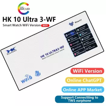 2024 WF Смарт-часы HK10 Ultra 3 Wi-Fi Смарт-часы для мужчин AMOLED 2 ГБ ChatGPT Фотоальбом Спортивные умные часы BT Call AI assiant TXT