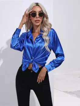 2024 Women's Fashion Trend Elegant Shirts Blouses Satin Imitation Silk Long Sleeve Shirt Summer ladies Blouse camisas de mujer