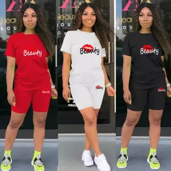 2024 Women's Summer Skinny Tops Vacation Casual Short Sleeved Holiday Suits Ladies Cotton Vintage Stretch Elegant Plus Size Pant