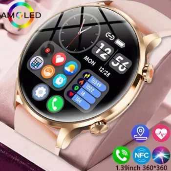 2024Новинка для Huawei Xiaomi HD Bluetooth Call Смарт-часы для женщин AMOLED 360*360 HD Экран Мониторинг здоровья Спортивные водонепроницаемые часы