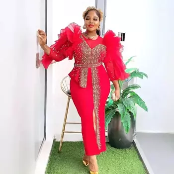 2025 African Dresses for Women Fashion Plus Size Sequin Evening Party Long Dress Dashiki Ankara Outfits Robe African Clothes