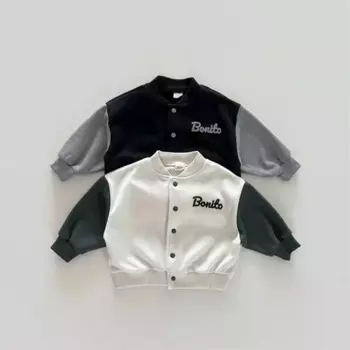 2025 Autumn New Baby Letter Print Coat Kids Boys Long Sleeve Casual Jacket Children Baseball Uniform Infant Girl Cotton Coat