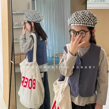 2025 Autumn New Children V-neck Vest Solid Toddler Baby Sleeveless Cotton Tops Boys Girls Casual Cardigan Coat Kids Vest Jacket