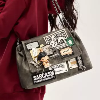 2025 European And American Fashion New Letter Pattern Splicing Print Personalized Single Shoulder Crossbody Bag For Women Trendy