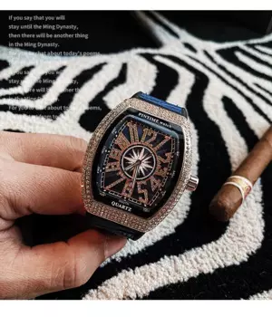 2025 nasir fashion watch men's student mechanical watch new full diamond barrel shape men's watch genuine trend watch
