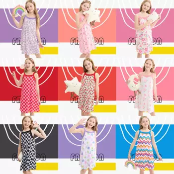 2025 Summer New Fashion Suspender Sleeveless Casual Knee-length Dress For Girls Birthday Party Dress Beach Play Clothing 2T-14T