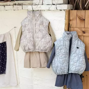 2025 Winter New Baby Sleeveless Warm Vest Plus Velvet Thick Infant Padded Jacket Girls Floral Coat Kids Boys Windproof Vest